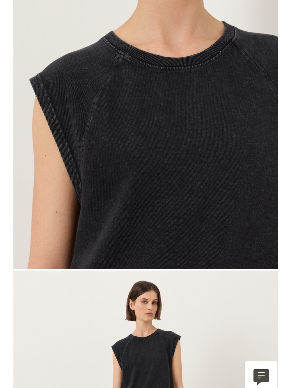 Washed Black Muscle Tee – Sleeveless Crewneck Top